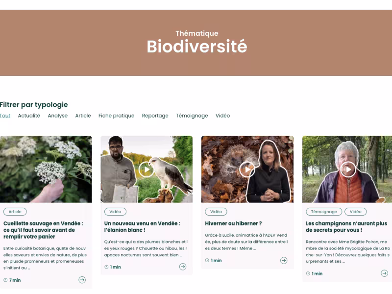 Vendée Transition, rubrique biodiversité